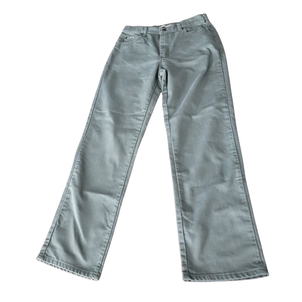 Lee Relaxed Straight Leg High Waisted Army Green Denim Pants